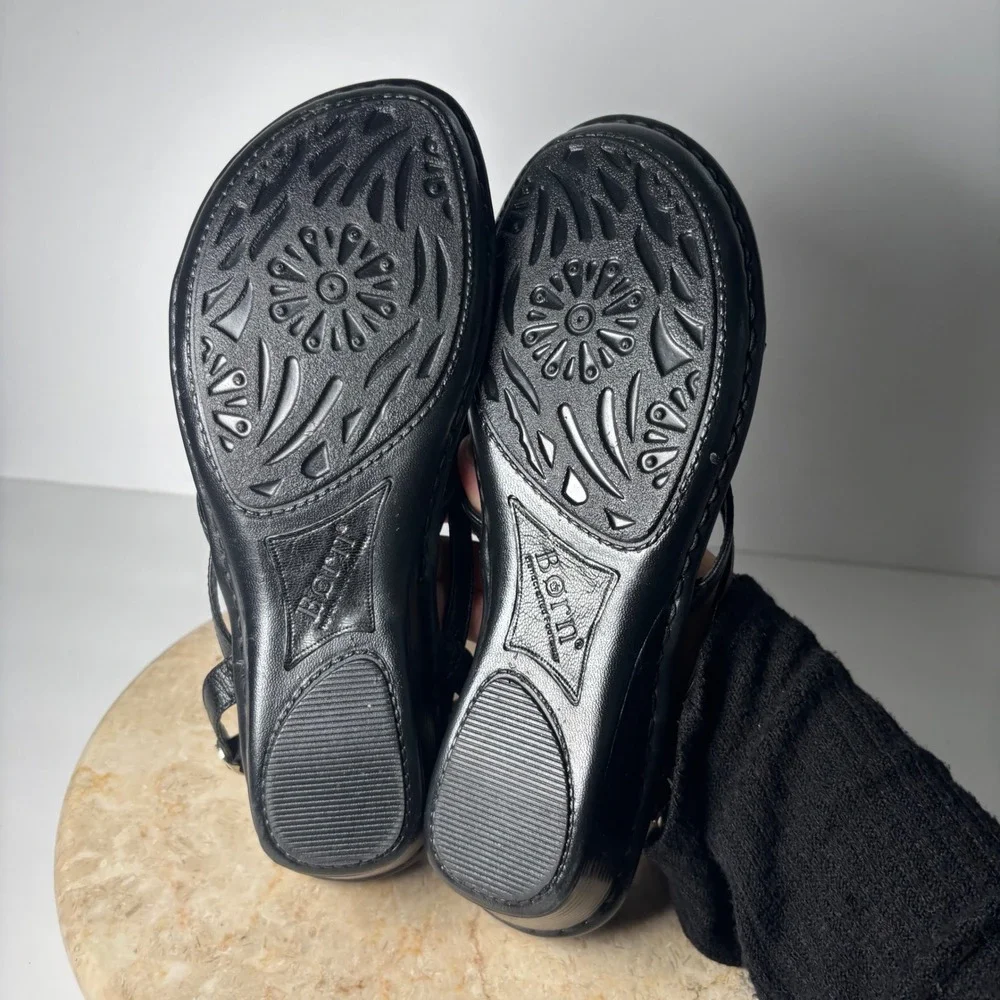 Black Strappy Wedge Sandals - Women